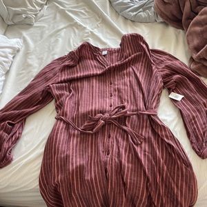Old navy, long sleeve, knee length dress, pink and purple, medium